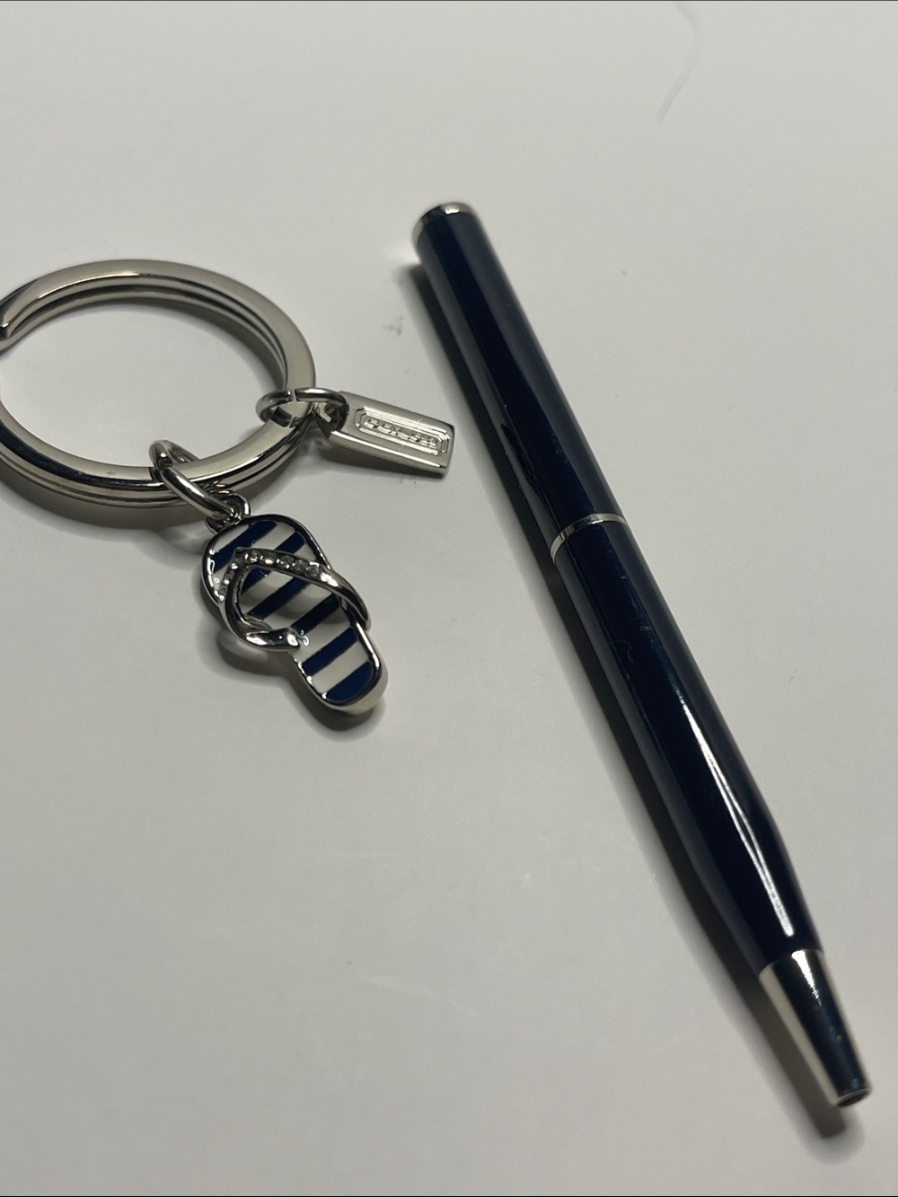 Coach Enamel and Crystals Flip Flop Keychain & Pen Set